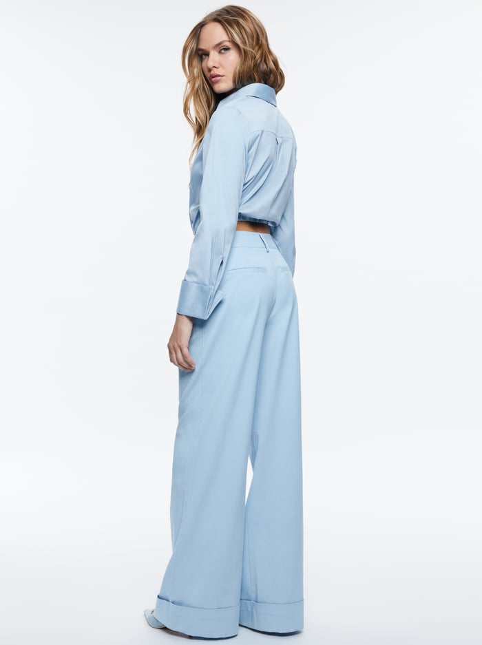 LUCILE CROPPED PLEATED BLOUSE - MINERAL BLUE image 2 - Alice And Olivia