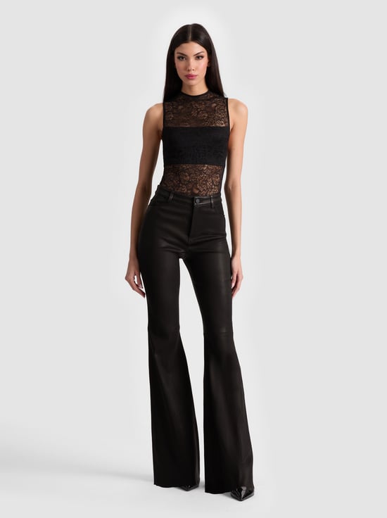 BLACK-BRENT LEATHER BELL PANT