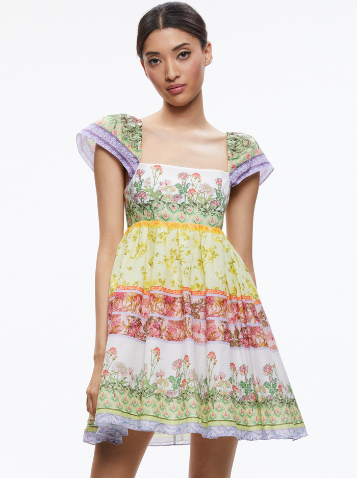 TAMIA PUFF SLEEVE BABYDOLL MINI DRESS - FLORAL FEST image 2 - Alice And Olivia