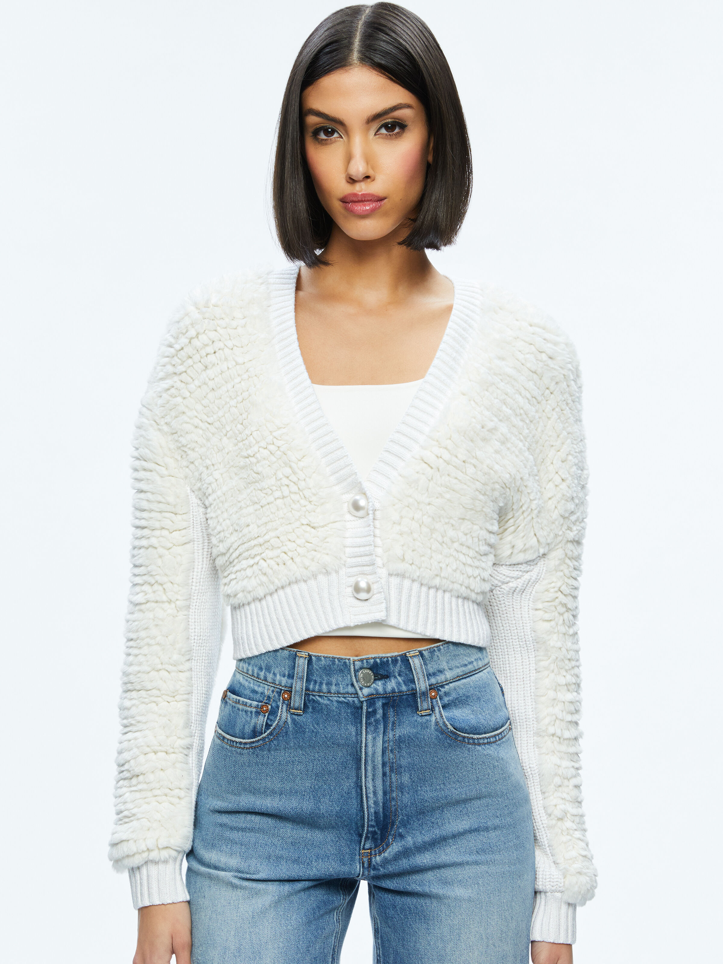 White crop best sale top cardigan