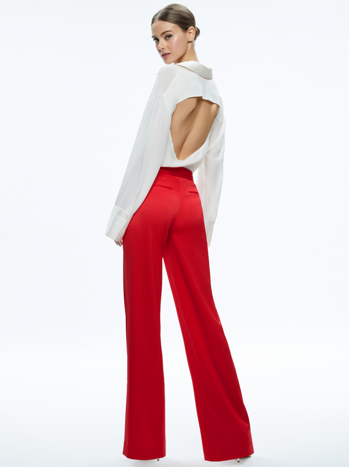 CALVIN WIDE LEG BAGGY TROUSER - BRIGHT RUBY image 1 - Alice And Olivia