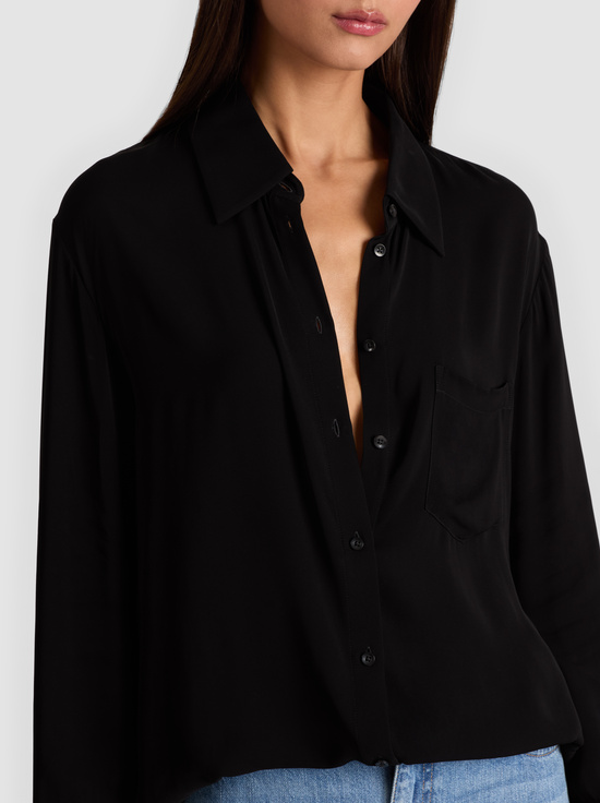 BLACK-FINELY OVERSIZED BUTTON DOWN