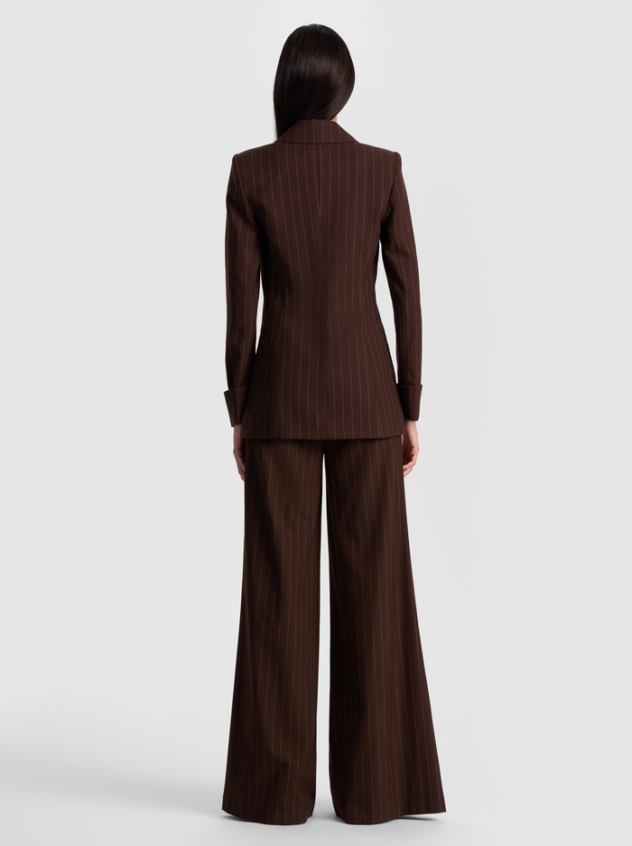 BURNS FITTED BLAZER - DARK CHOCOLATE/OFF WHITE image 2 - ALICE + OLIVIA