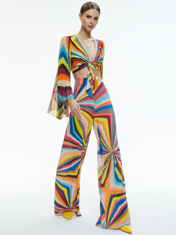 ATHENA WIDE LEG PANT - POMELO STRIPE image 4 - Alice And Olivia