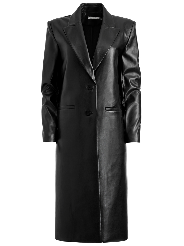 FIERRO VEGAN LEATHER LONG BLAZER - BLACK image 5 - Alice And Olivia