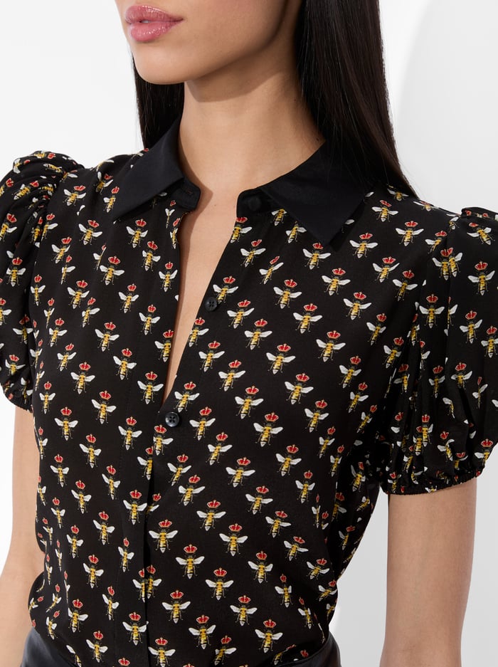 WILLA PUFF SLEEVE SATIN BLOUSE - QUEEN BEE image 3 - Alice And Olivia