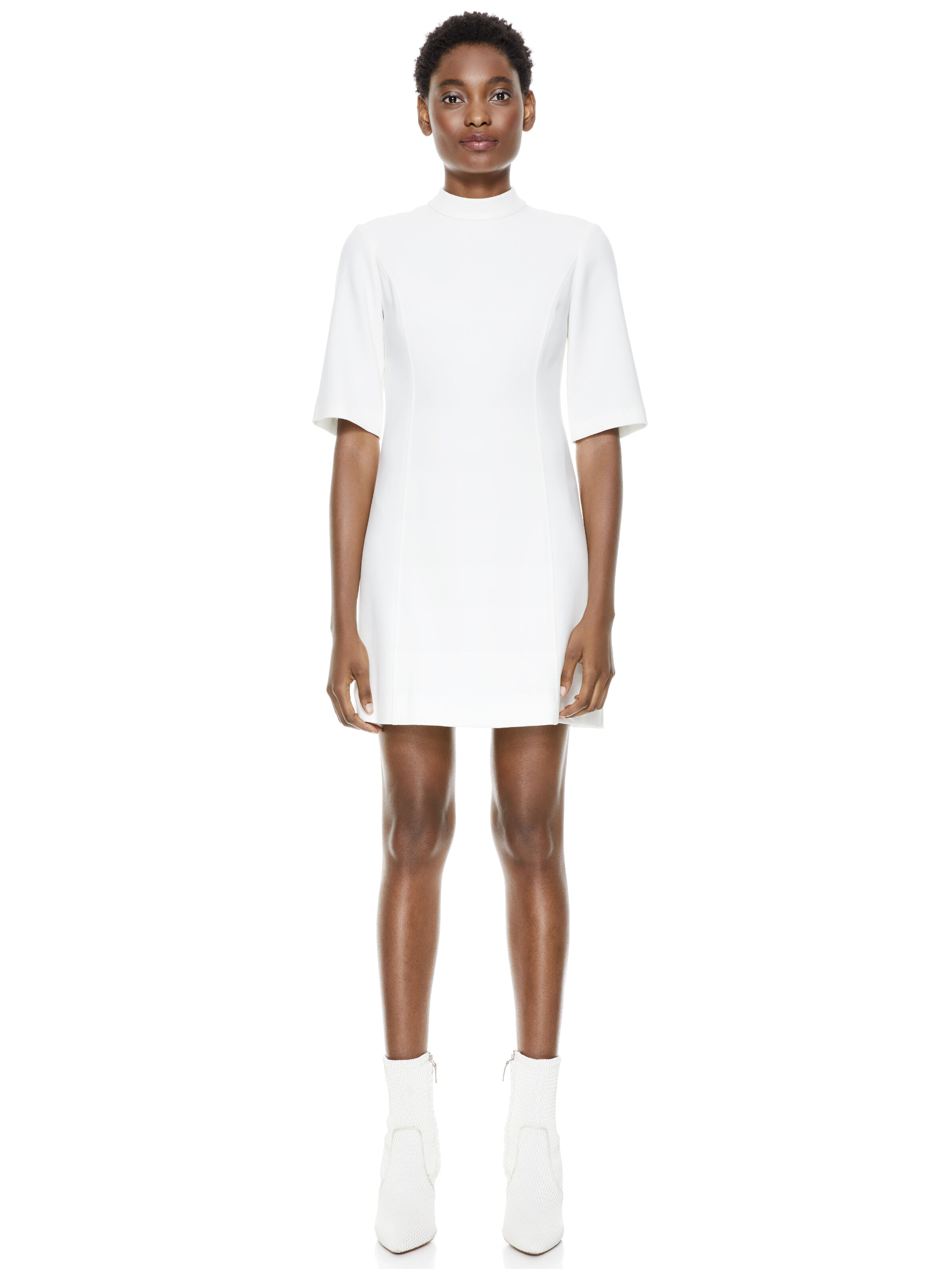 Coley Mock Neck Mini Dress In Off White