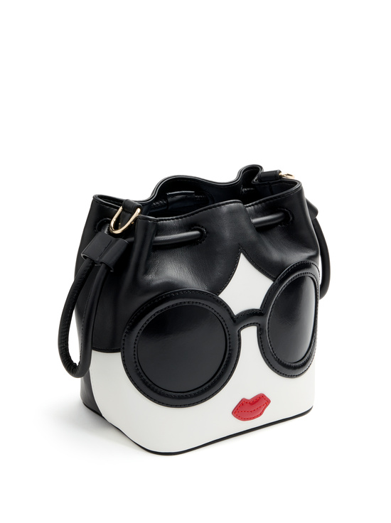 BLACK/OFF WHITE MULTI-STACEFACE BUCKET BAG