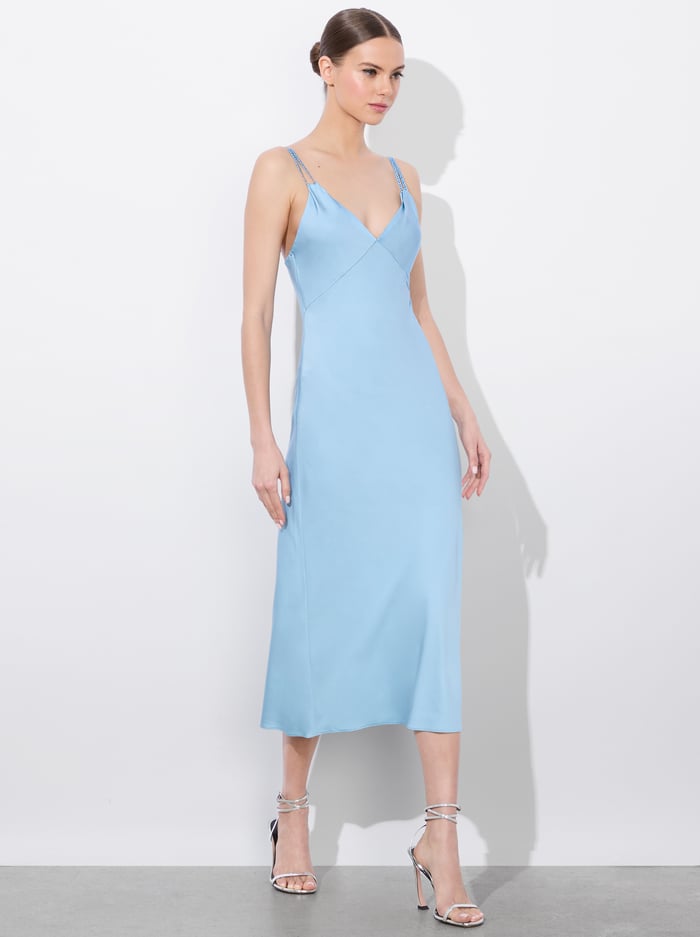 KIRO SLIP DRESS - MINERAL BLUE image 3 - Alice And Olivia