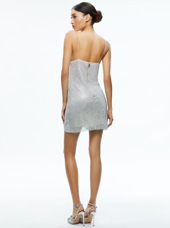SILVER/CHAINMAIL-HARMONY SLIP DRESS