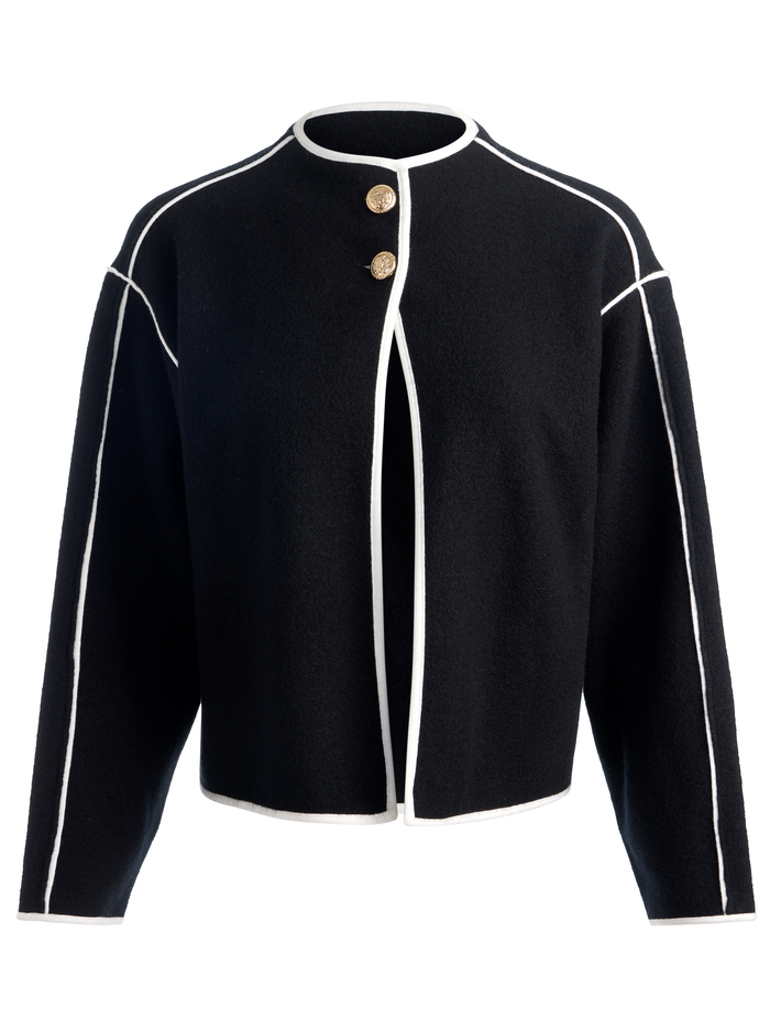 PEARSON SWEATER JACKET - BLACK/SOFT WHITE image 5 - Alice And Olivia