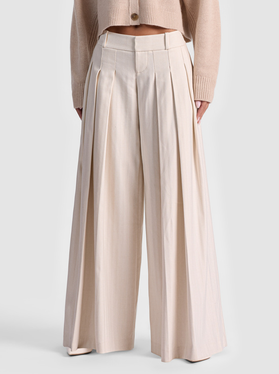 OFF WHITE/OATMEAL-SIMON PLEATED TROUSER