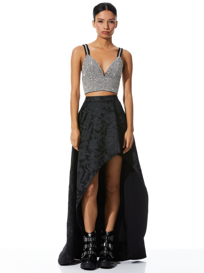 SERRA ASYMMETRICAL HIGH LOW SKIRT - BLACK image 2 - Alice And Olivia