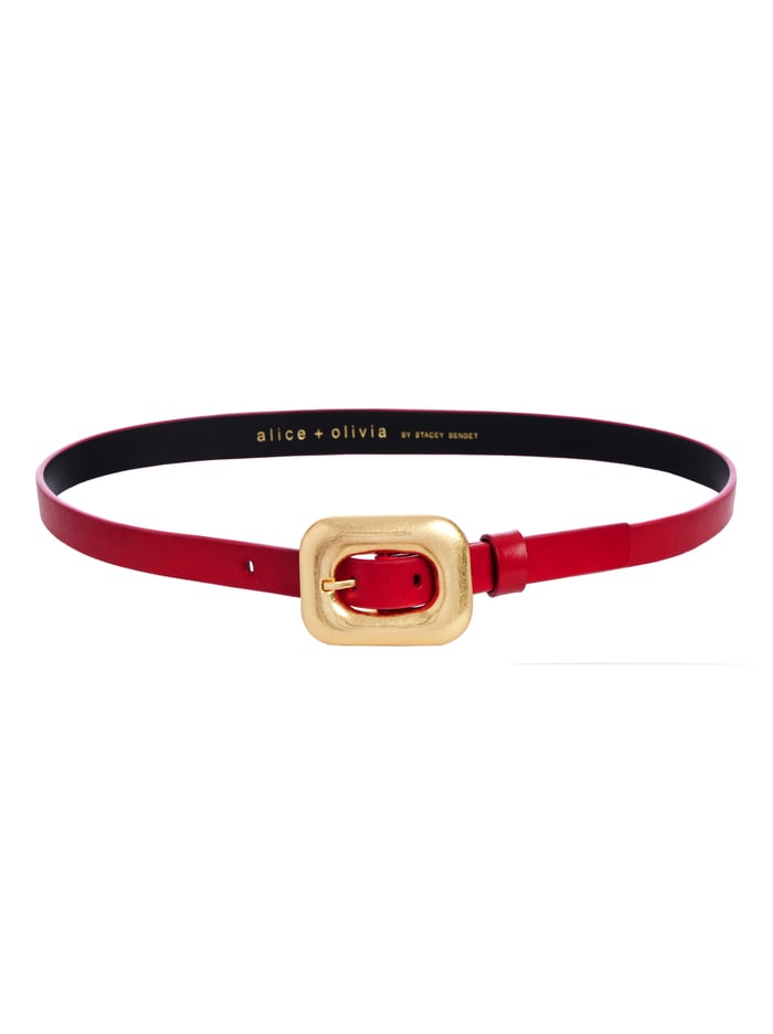 LETTY BUCKLE BELT - BRIGHT RUBY/GOLD image 3 - Alice And Olivia