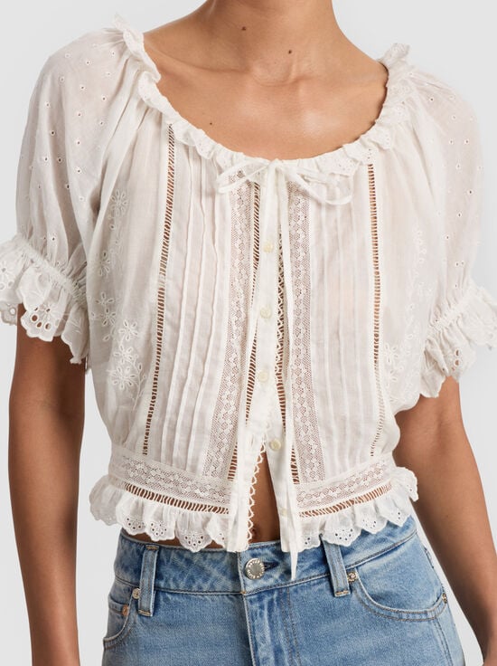OFF WHITE-MCLAINE PUFF SLEEVE BLOUSE