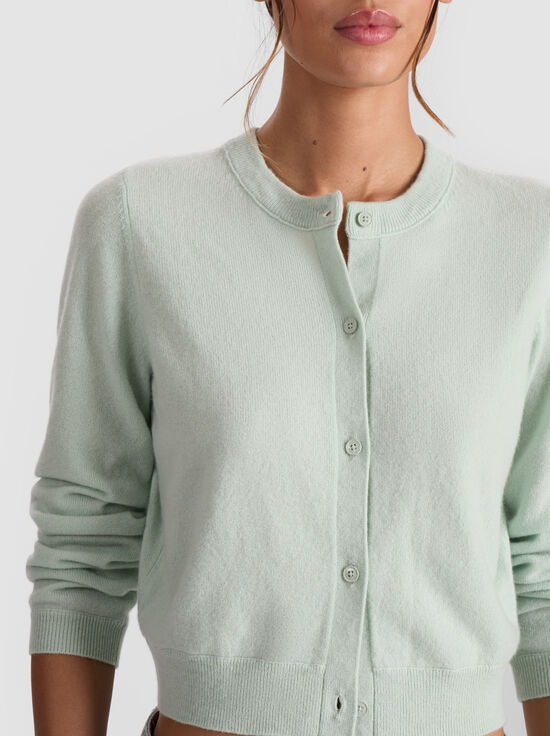 GREEN TEA-DOLLIE CASHMERE CARDIGAN
