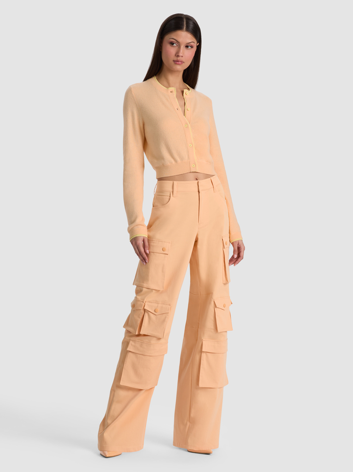 DOLLIE TWO TONE CASHMERE CARDIGAN - LIGHT PEACH/BUTTER image 4 - ALICE + OLIVIA