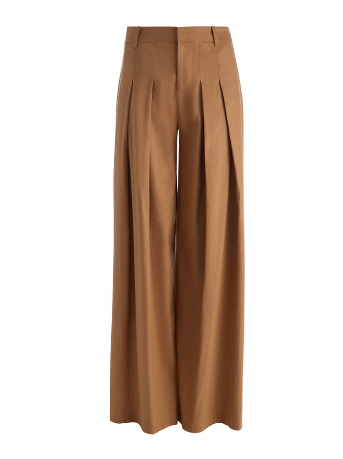 BLAIRE PLEATED LINEN PANT - TAN image 5 - ALICE + OLIVIA