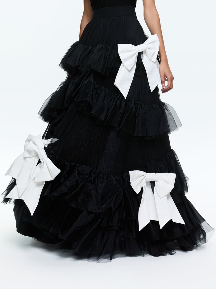 JESSICA BALLGOWN SKIRT - BLACK/OFF WHITE - Alice And Olivia