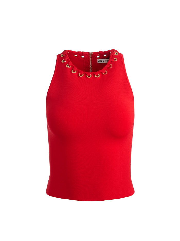 HEIDI GROMMET TANK - BRIGHT RUBY image 6 - Alice And Olivia
