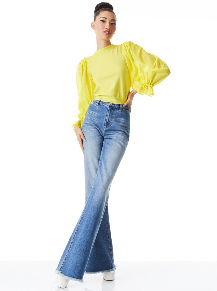 KIRIE COMBO SLEEVE PULLOVER - SUNFLOWER COMBO image 4 - Alice And Olivia