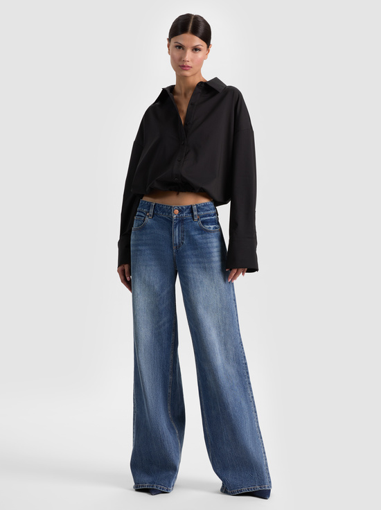 BLACK-TOBIE CINCHED BUTTON DOWN