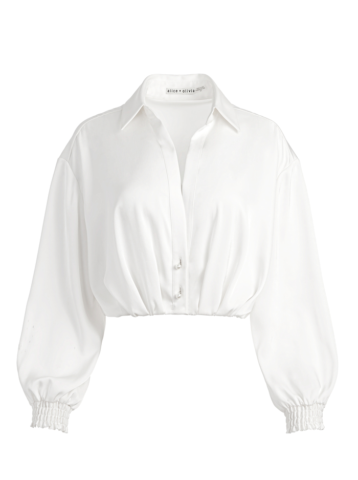 PIERRE PLEATED BACK BUTTON DOWN - OFF WHITE image 5 - Alice And Olivia