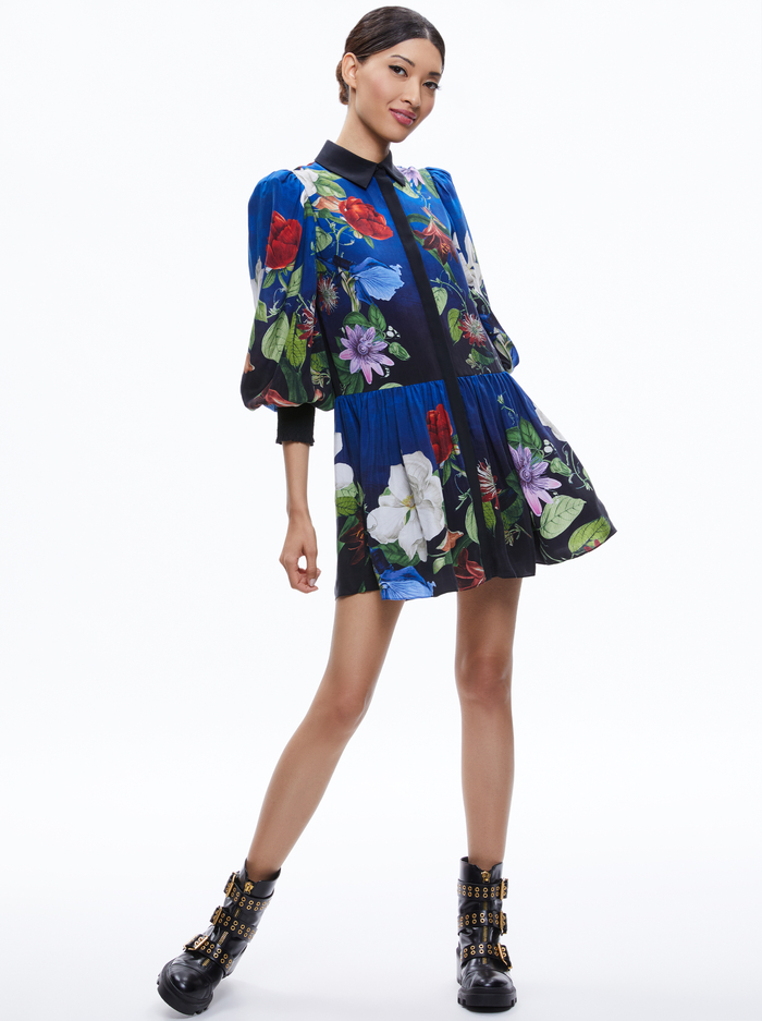 BERTHA BLOUSON SLEEVE MINI DRESS - LUNCH DATE image 4 - Alice And Olivia