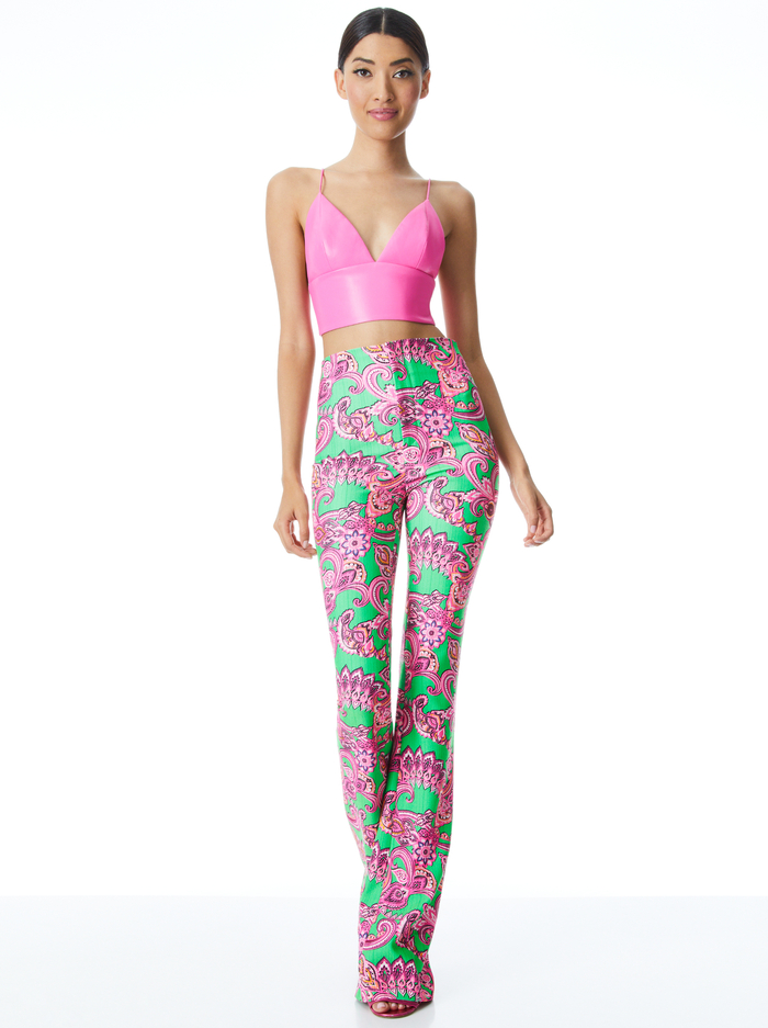 TEENY FLARE PANT - SPRING PAISLEY GARDEN GREEN image 2 - Alice And Olivia