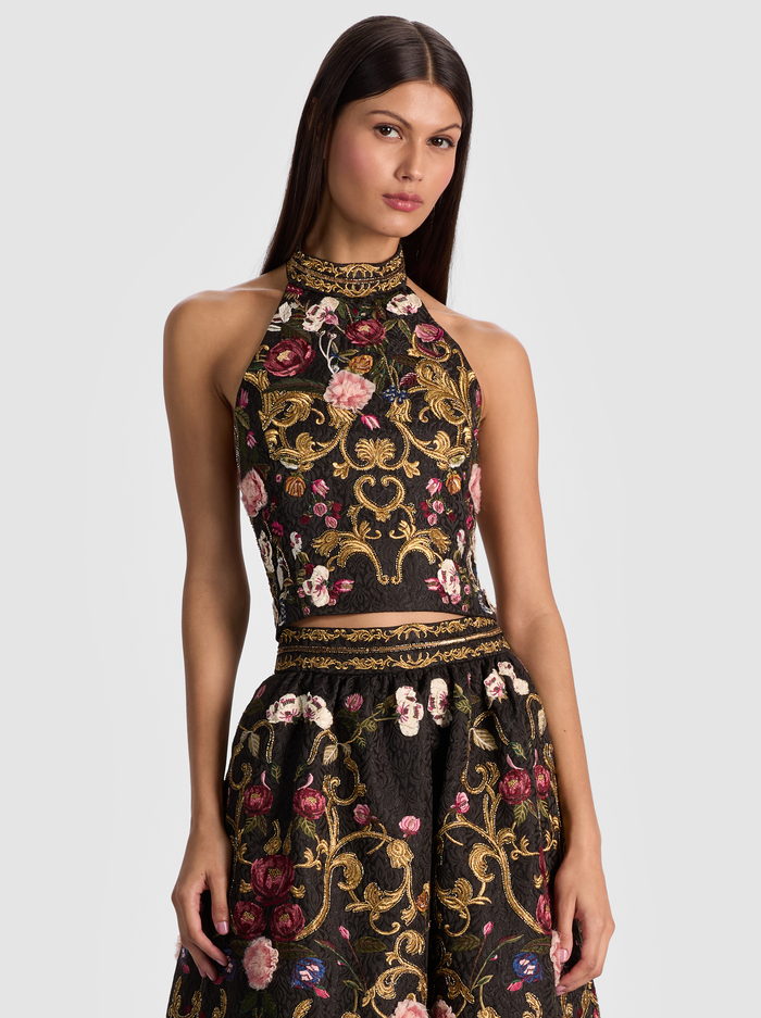 GATZ EMBELLISHED CROP TOP - EVERMINE - Alice And Olivia