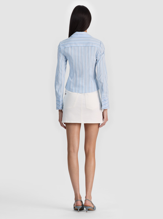 CAROLINA BLUE MULTI-FREYA BUTTON DOWN TOP