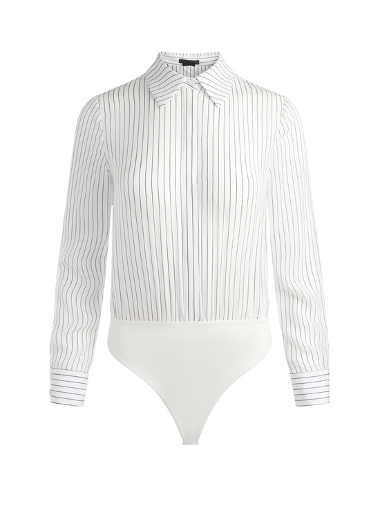 OFF WHITE/BLACK-WILLA SILK BODYSUIT