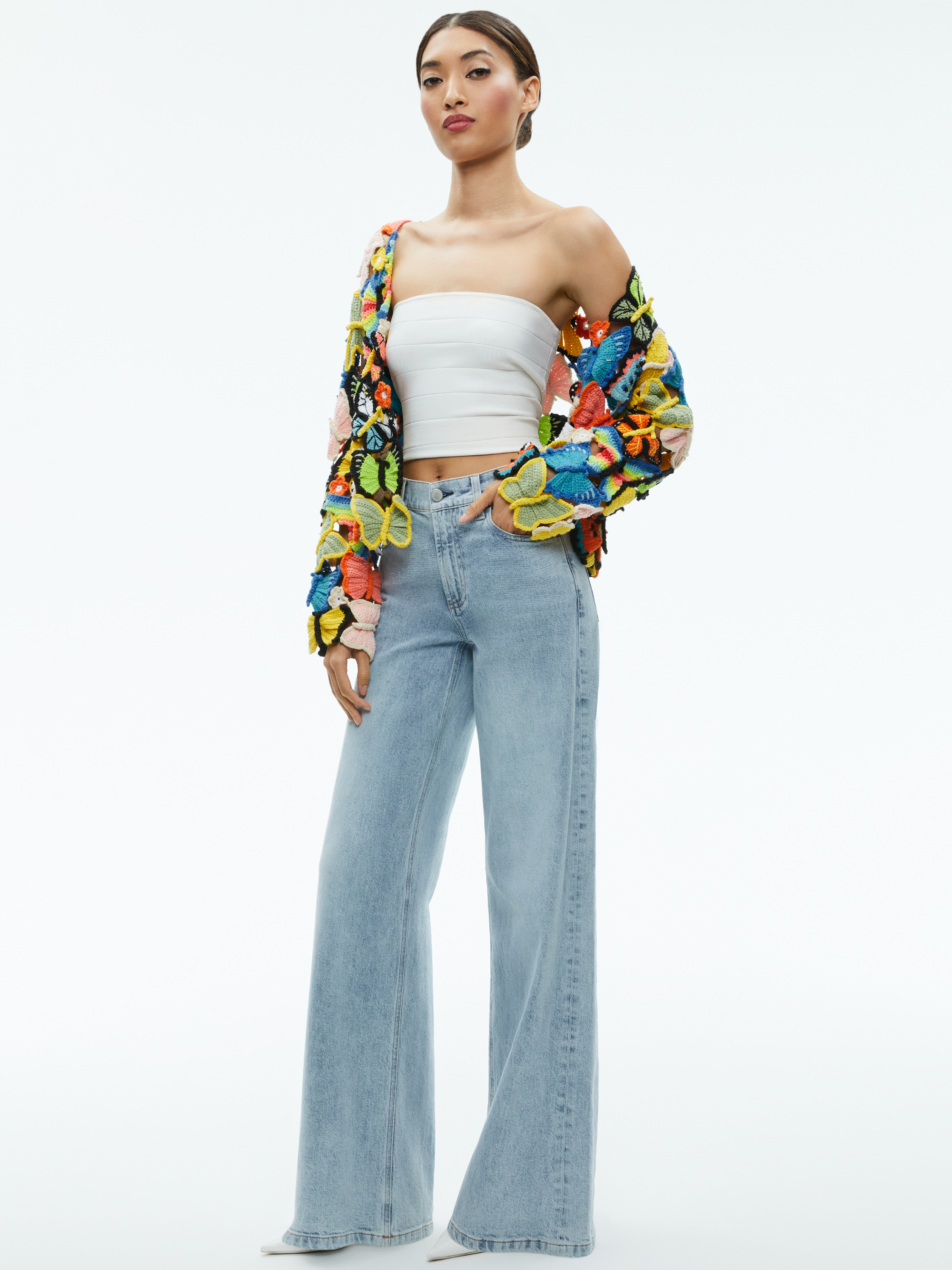 Fawn Embellished Longline Woolen Cardigan
