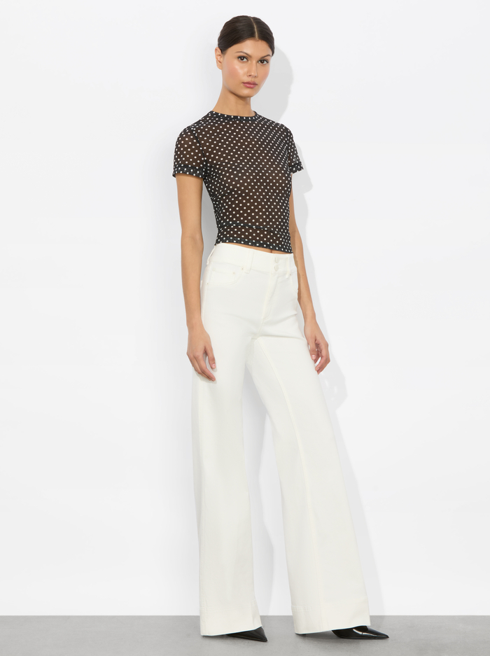 TESS TEE - BLACK/OFF WHITE POLKA DOT image 4 - Alice And Olivia