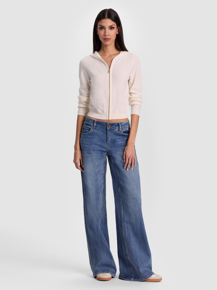 DOLLIE CARDIGAN ZIP HOODIE - ECRU image 1 - ALICE + OLIVIA