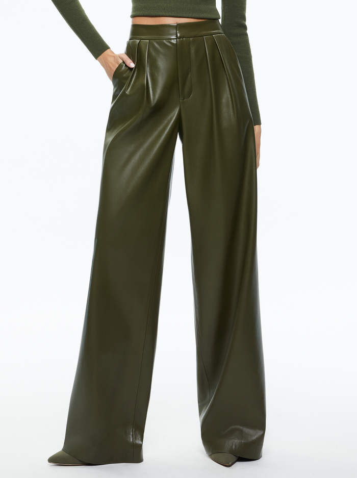 POMPEY VEGAN LEATHER PANT - OLIVE - Alice And Olivia