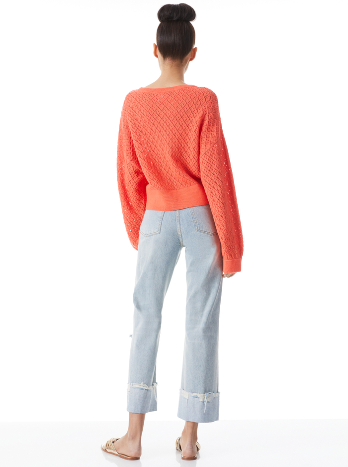 ANGELINE EASY CROP PULLOVER - BRIGHT CORAL image 1 - ALICE + OLIVIA