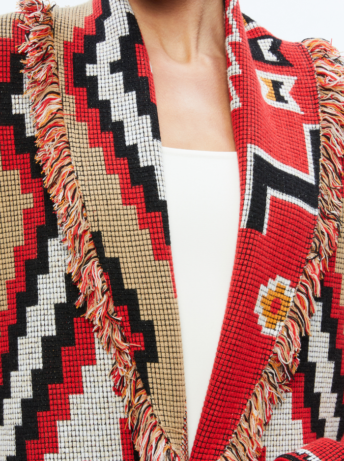 ASTRID LONG CARDIGAN - BRIGHT RUBY COMBO image 3 - Alice And Olivia