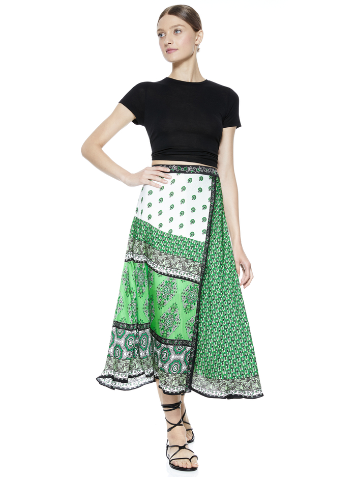 NANETTE MOCK WRAP MIDI SKIRT - BOHO ROMANCE-JADE MULTI image 4 - Alice And Olivia