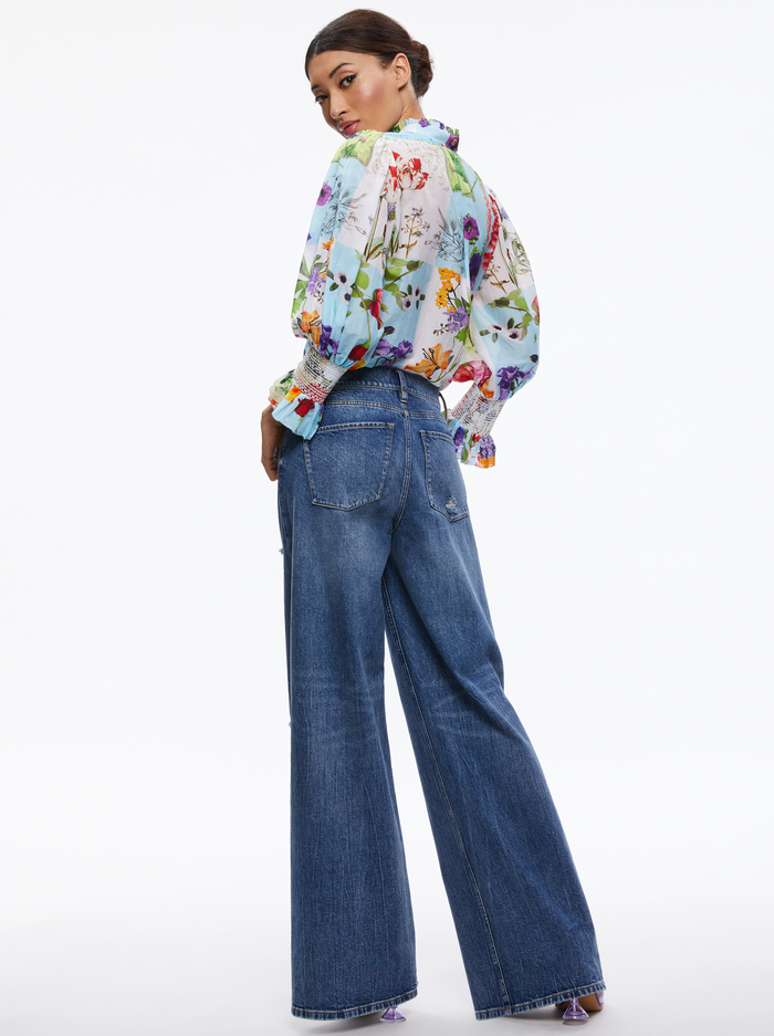 ILAN SMOCKED SLEEVE BUTTON FRONT BLOUSE - MAKE A STATEMENT image 1 - Alice And Olivia