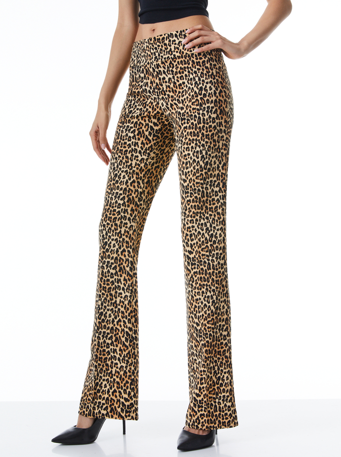 OLIVIA BOOTCUT PANT - SPOTTED LEOPARD DARK TAN - Alice And Olivia