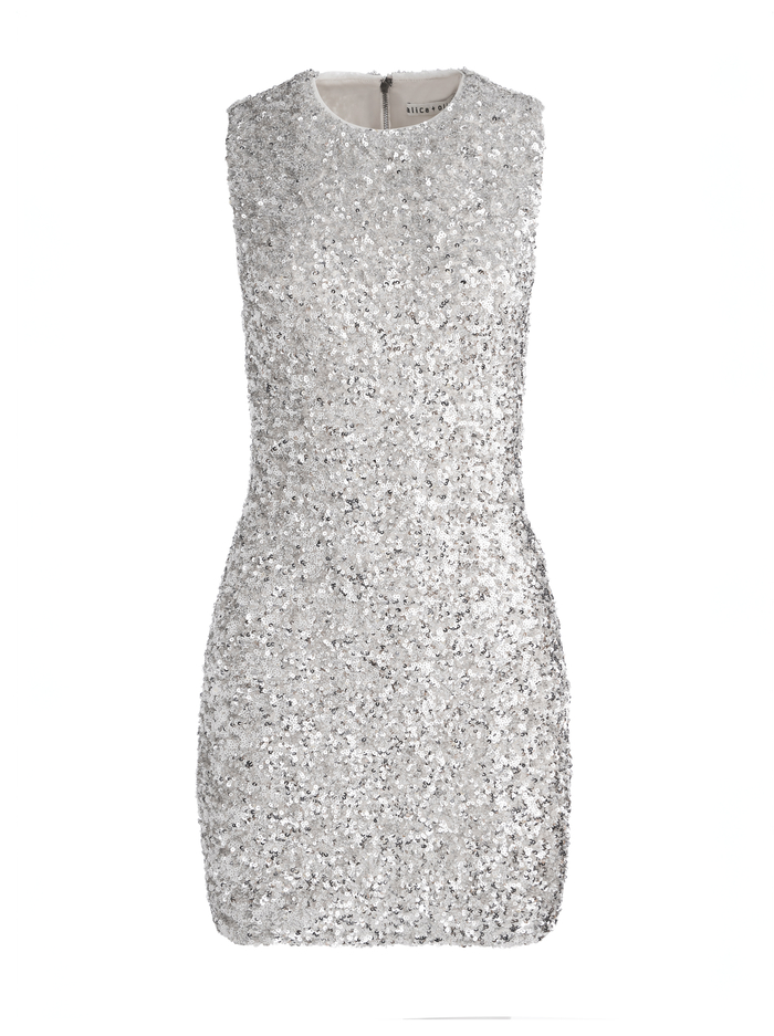 COLEY SEQUIN MINI DRESS - SILVER image 5 - Alice And Olivia