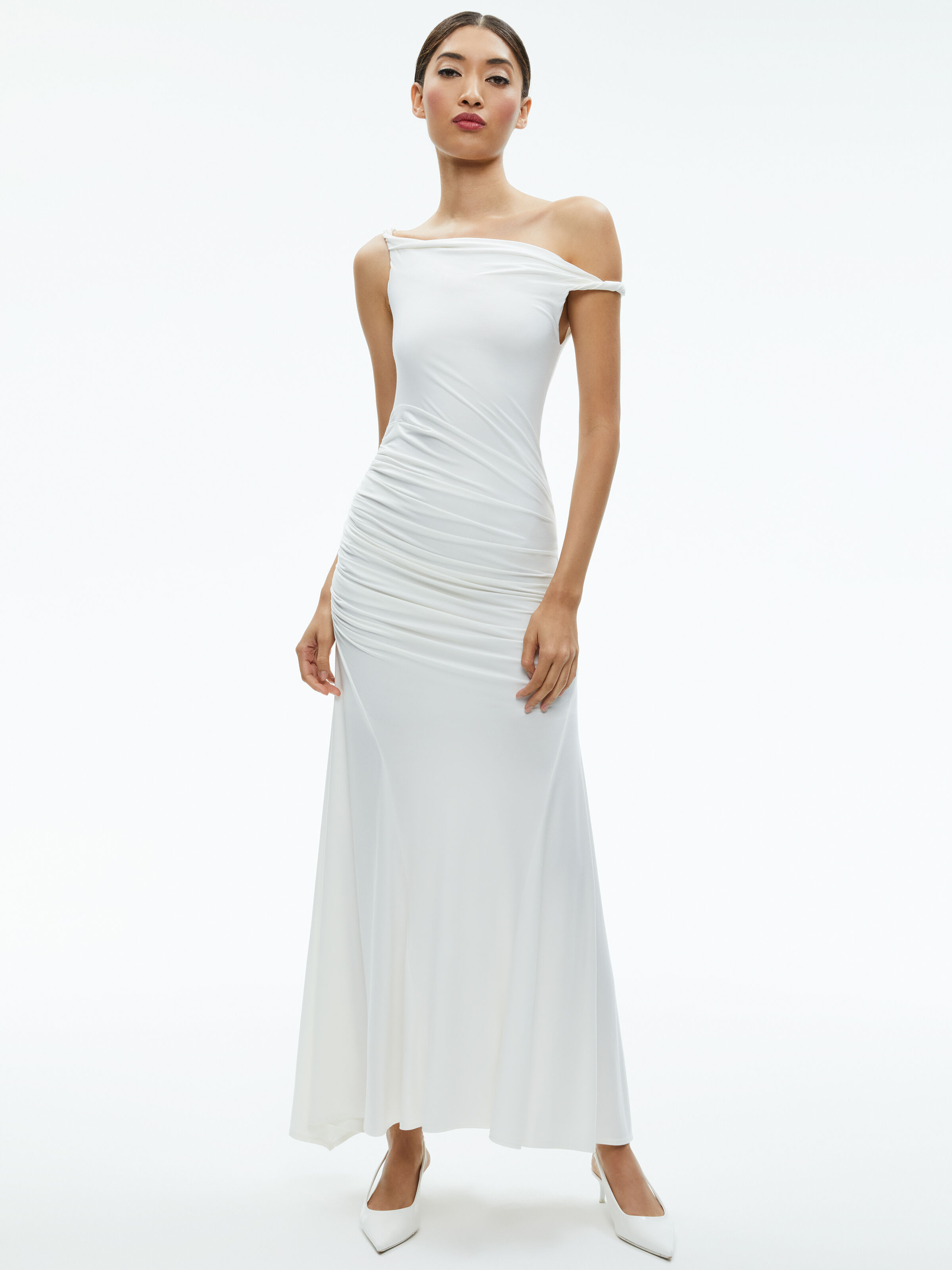 Bianca Twisted Off The Shoulder Maxi Dress In Off White Alice Olivia