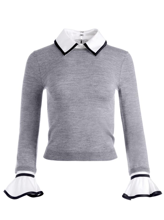 Justina Combination Sweater In Med Heather Grey | Alice And Olivia