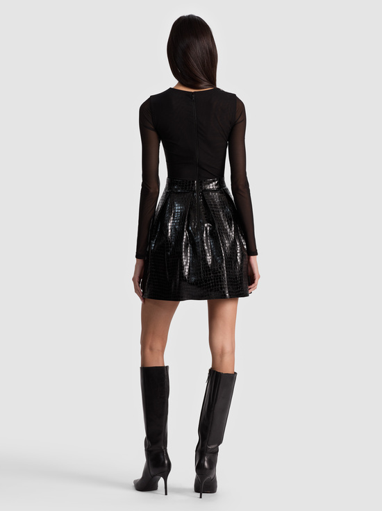 BLACK-CHARA VEGAN MINI DRESS