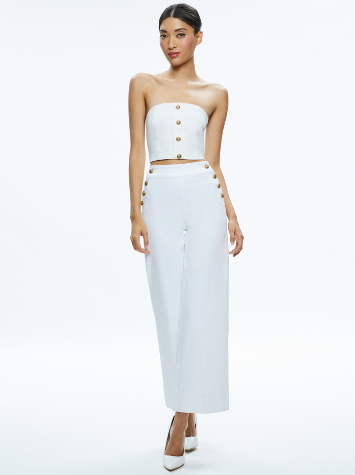 MEL DENIM BUTTON UP BUSTIER - OFF WHITE image 4 - Alice And Olivia