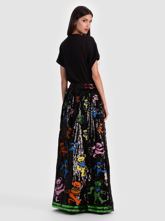 A+O X GRATEFUL DEAD TINA BALLGOWN SKIRT - GRATEFUL BEARS BLACK image 3 - Alice And Olivia