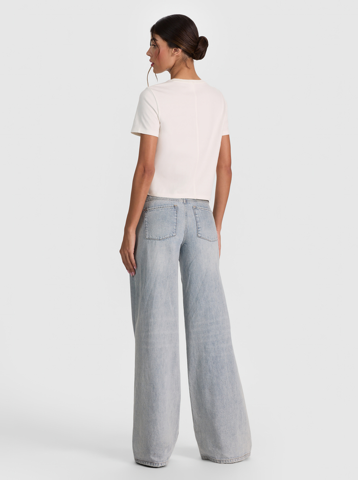 CINDY EMBELLISHED CUTOUT TEE - OFF WHITE/SILVER CRYSTAL image 2 - ALICE + OLIVIA