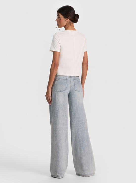OFF WHITE/SILVER CRYSTAL-CINDY EMBELLISHED CUTOUT TEE