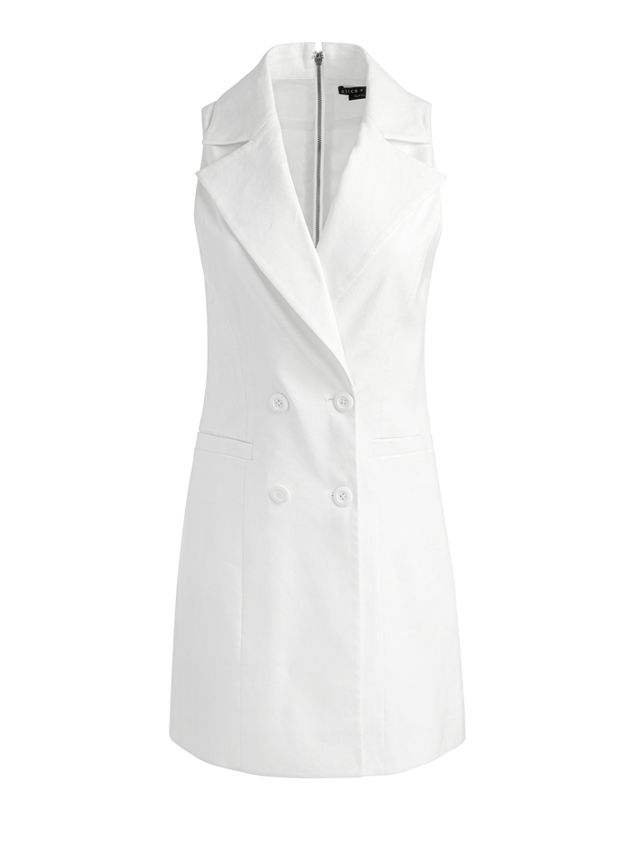 MERITT LINEN TUXEDO DRESS - OFF WHITE image 5 - Alice And Olivia